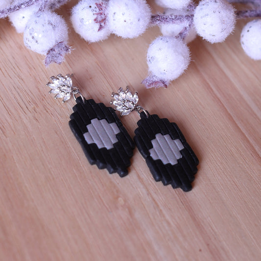 Orecchini Art Decò Daisy Nero Argento