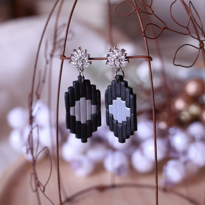 Orecchini Art Decò Daisy Nero Argento