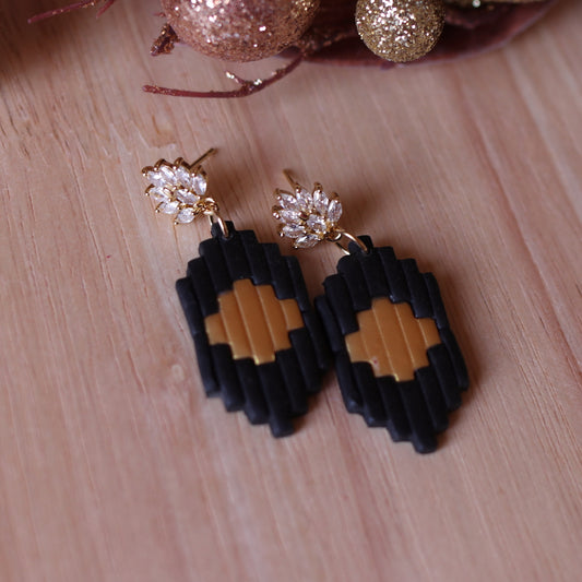 Orecchini Art Decò Daisy Nero Oro