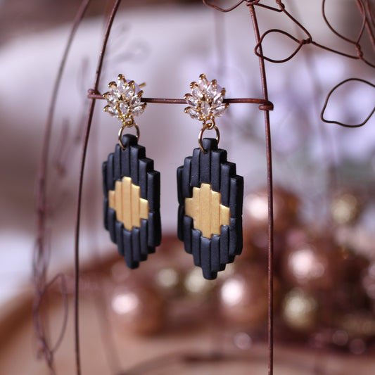 Orecchini Art Decò Daisy Nero Oro