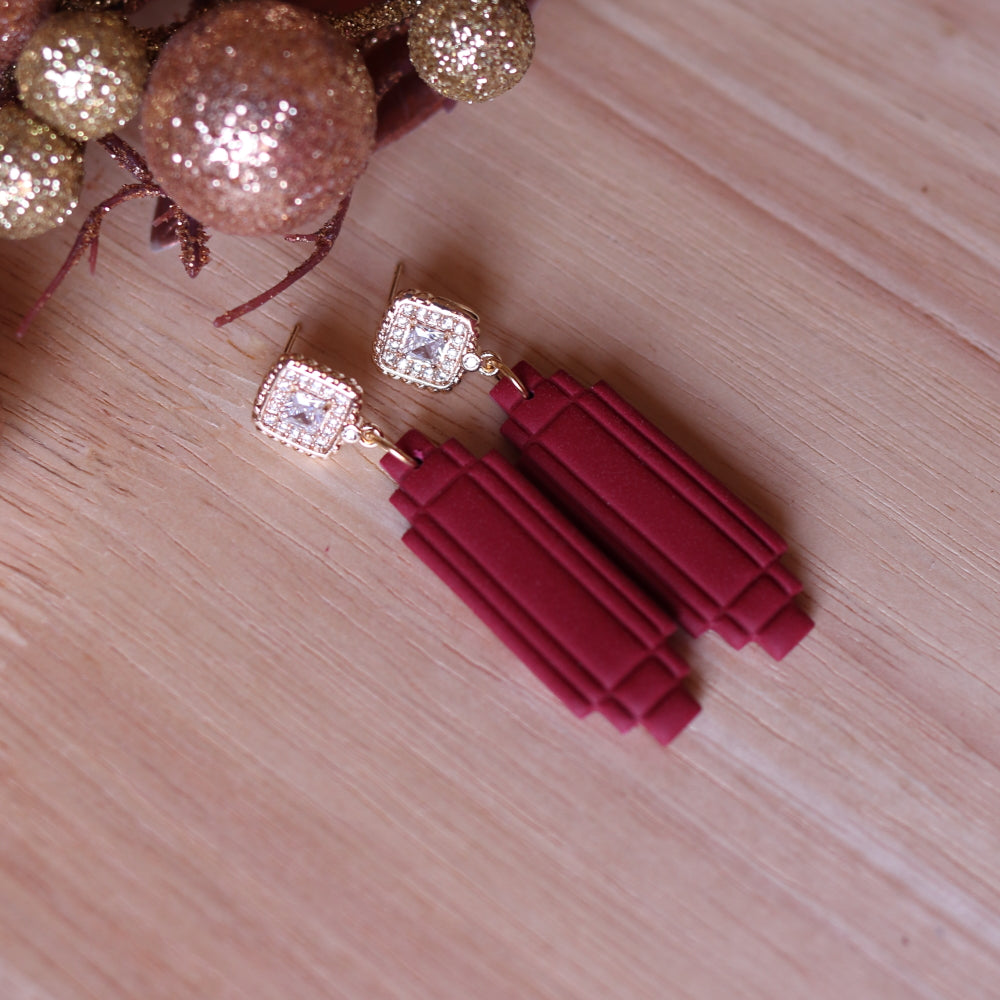 Orecchini Art Decò Empire Rosso Oro