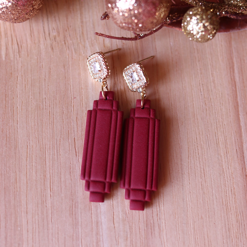 Orecchini Art Decò Empire Rosso Oro