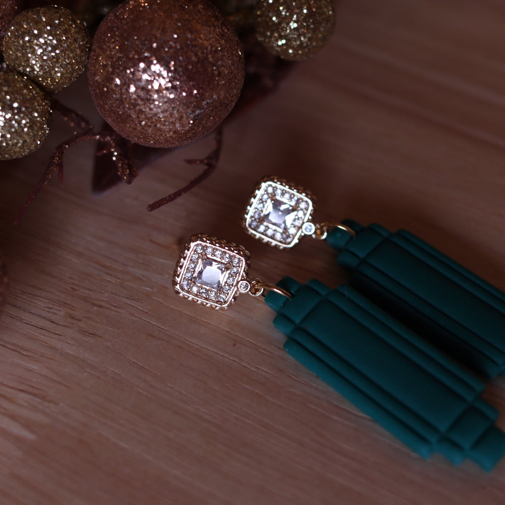 Orecchini Art Decò Empire Verde Oro