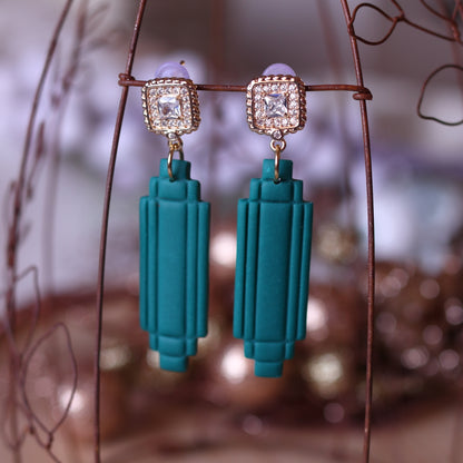 Orecchini Art Decò Empire Verde Oro