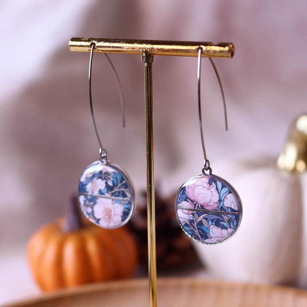 Orecchini fiori d'Autunno Blu-Argento