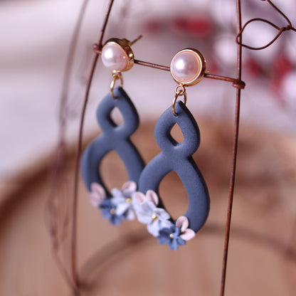 Orecchini Floreali Blu Perla