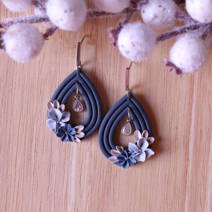 Orecchini Floreali Blu Cubic Zirconia