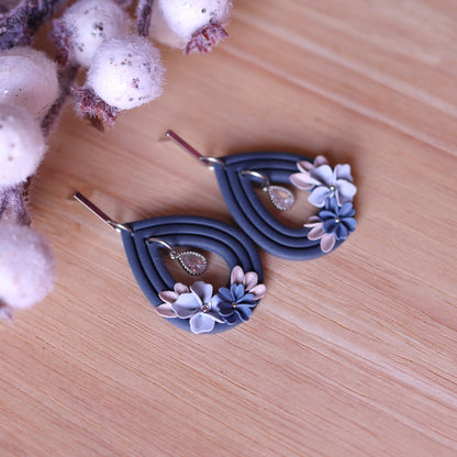 Orecchini Floreali Blu Cubic Zirconia