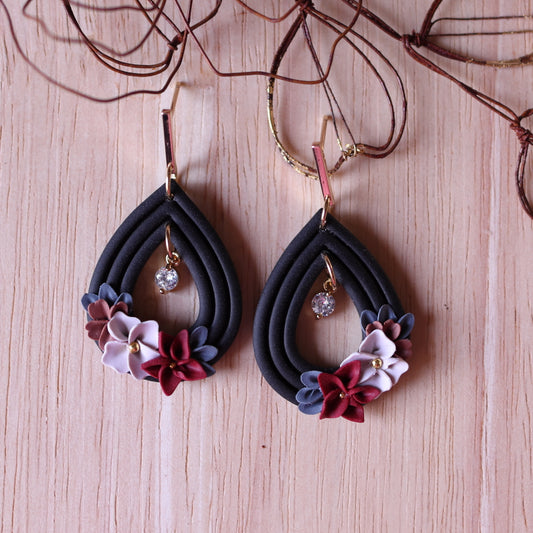 Orecchini Floreali Nero Cubic Zirconia