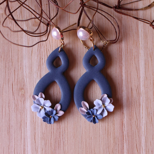 Orecchini Floreali Blu Perla