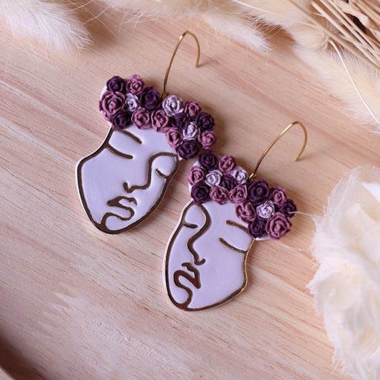 Orecchini Frida Bianco Rose Rosa Viola