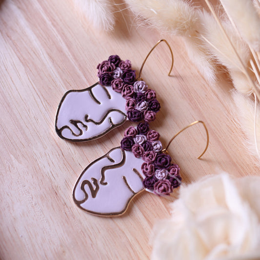 Orecchini Frida Bianco Rose Rosa Viola