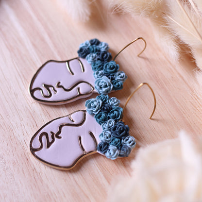 Orecchini Frida BIanco Rose Azzurro Blu