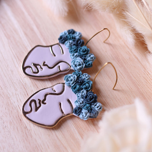 Orecchini Frida BIanco Rose Azzurro Blu