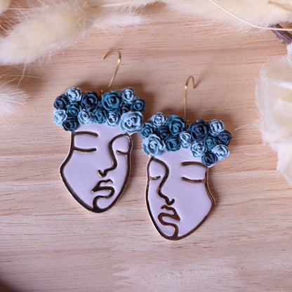 Orecchini Frida BIanco Rose Azzurro Blu