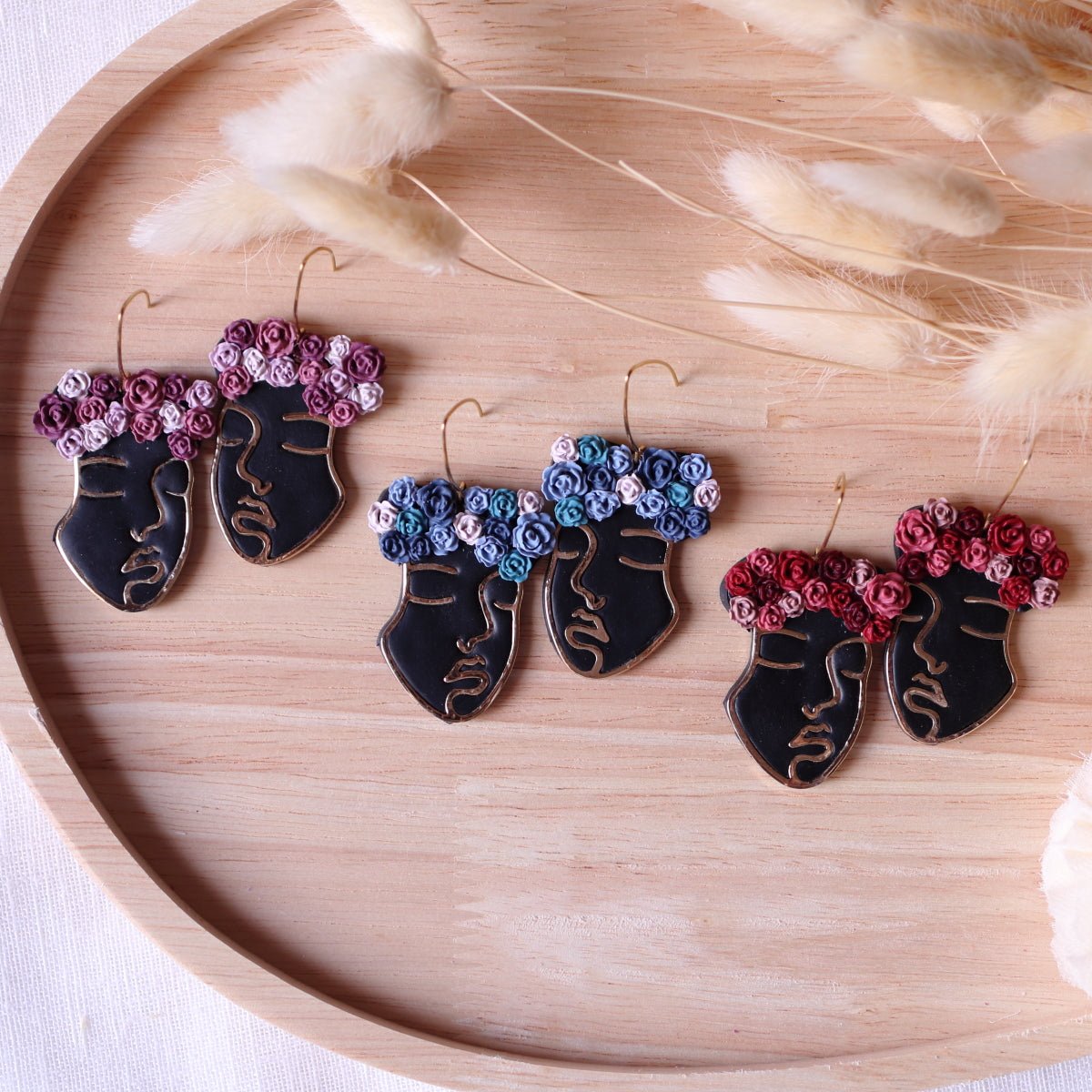 Orecchini Frida Nero Rose Azzurro Blu