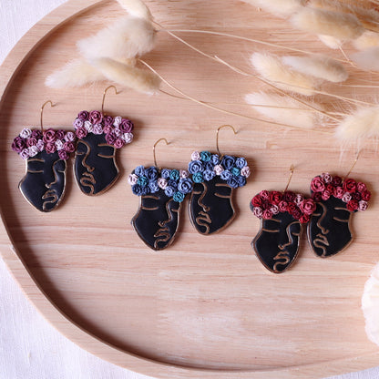 Orecchini Frida Nero Rose Azzurro Blu