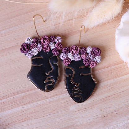Orecchini Frida Nero Rose Rosa Viola