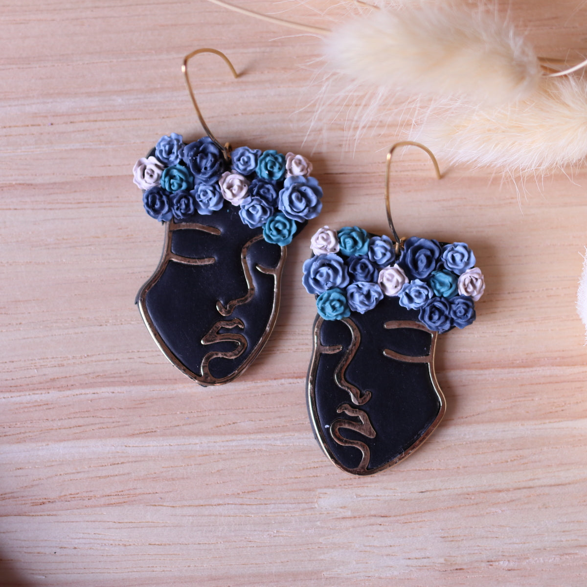 Orecchini Frida Nero Rose Azzurro Blu