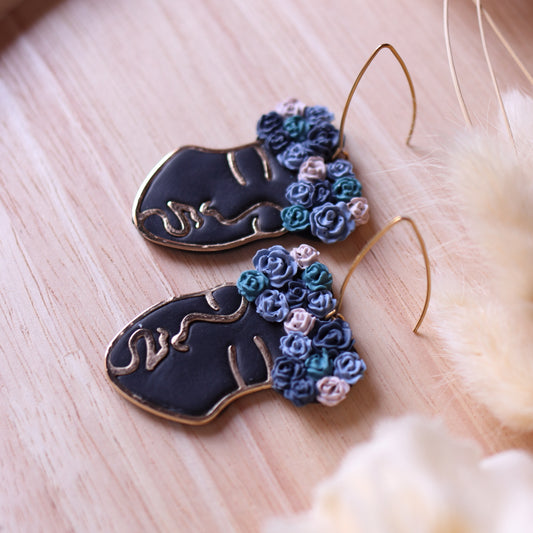 Orecchini Frida Nero Rose Azzurro Blu