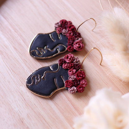 Orecchini Frida Nero Rose Rosse