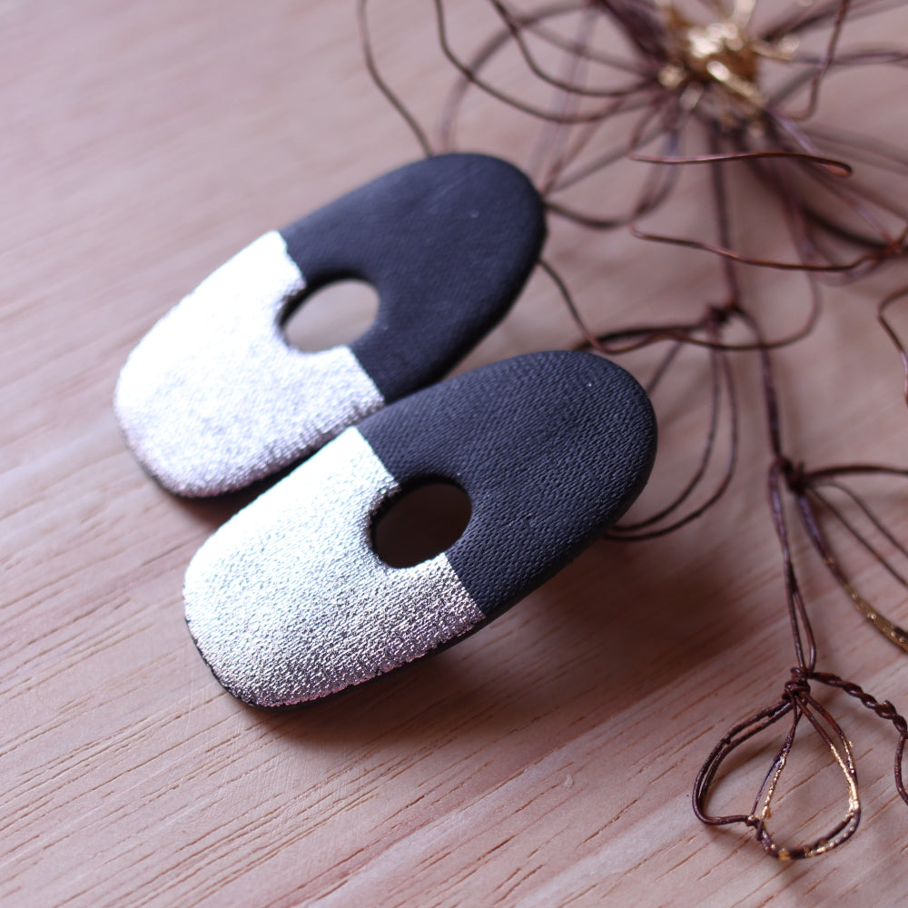 Orecchini Fusion Nero Argento