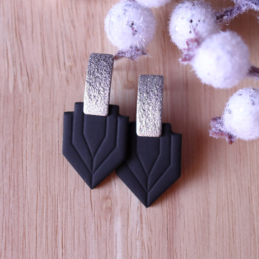 Orecchini Art Decò Gatsby Nero Argento