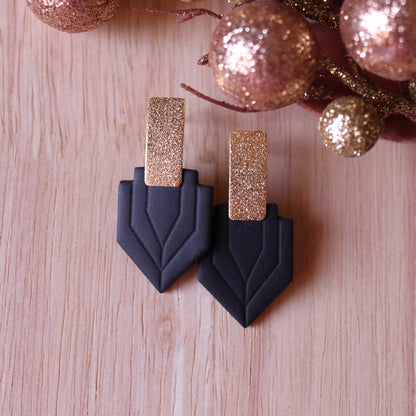 Orecchini Art Decò Gatsby Nero Oro