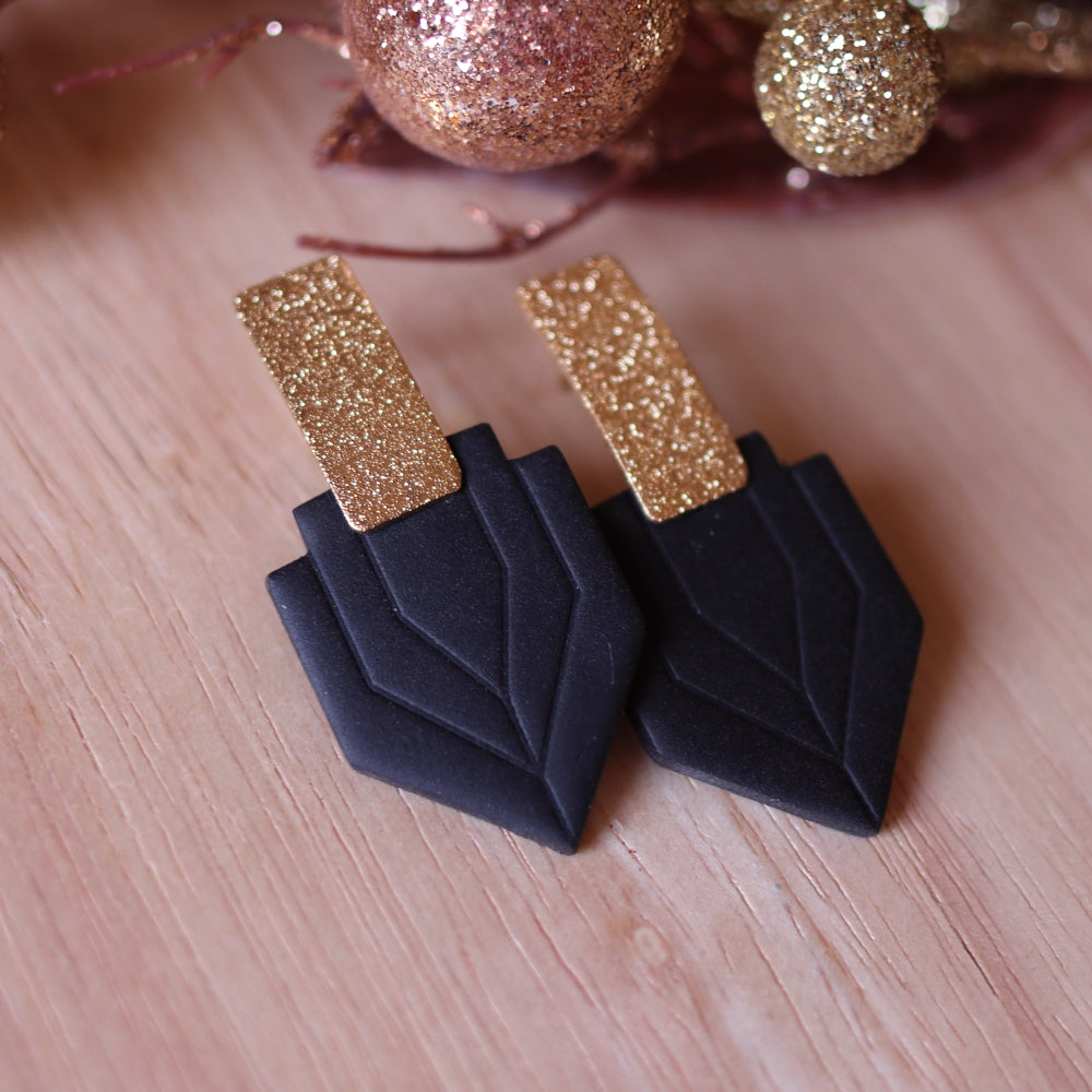 Orecchini Art Decò Gatsby Nero Oro