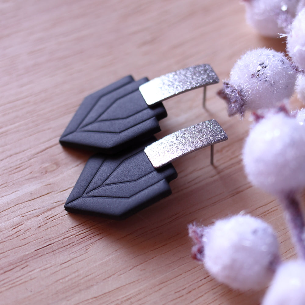 Orecchini Art Decò Gatsby Nero Argento