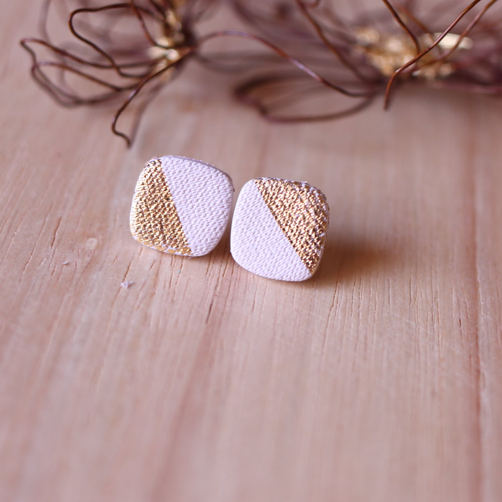 Orecchini Lobo Quadrato Bianco