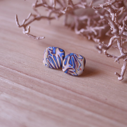 Orecchini Mokume Gane Lobo Blu quadrato