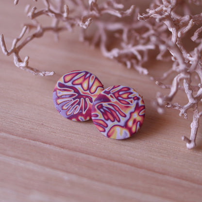 Orecchini Mokume Gane Rosso lobo Tondo