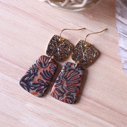 Orecchini Mokume Gane Nero trapezio