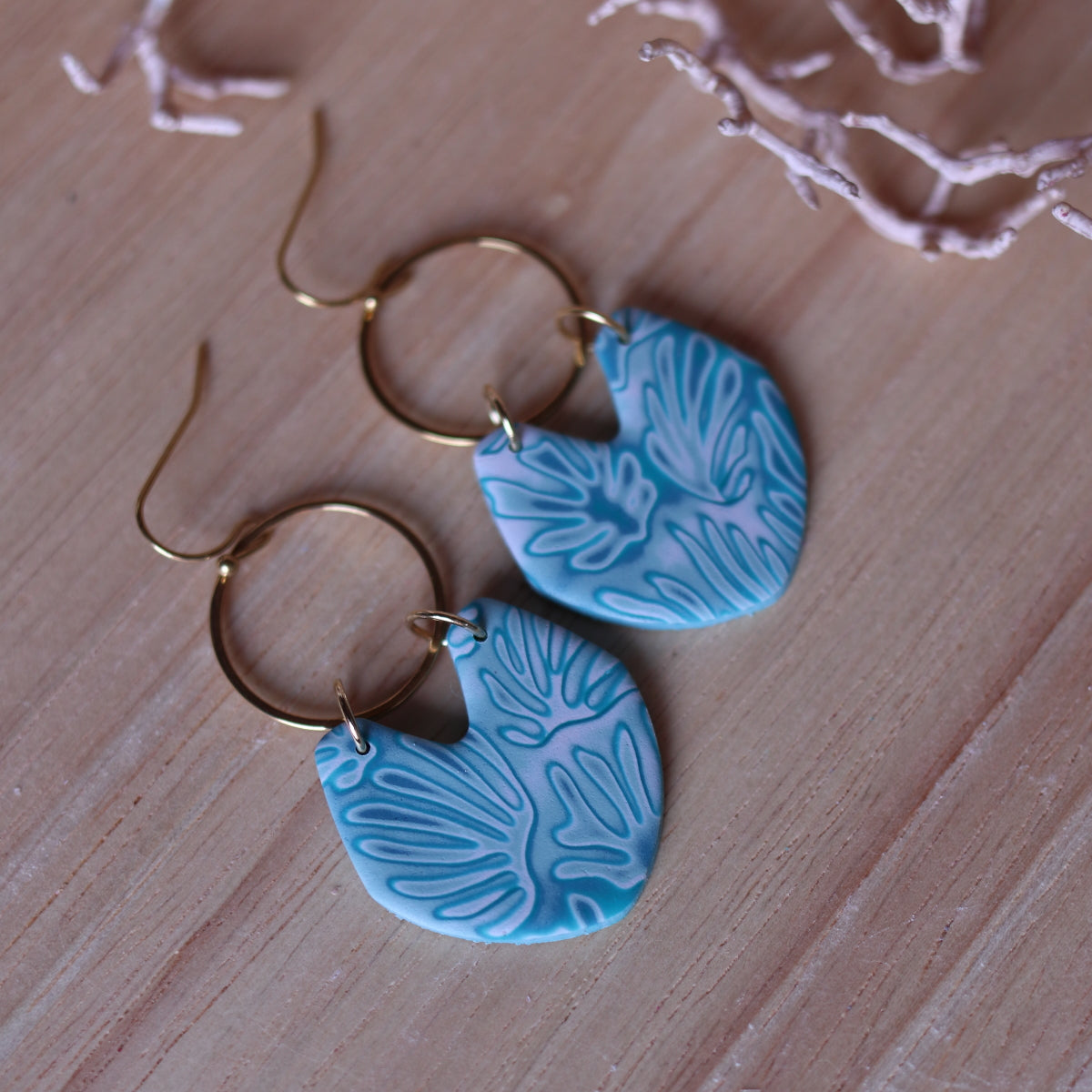 Orecchini Mokume Gane Verde Petalo