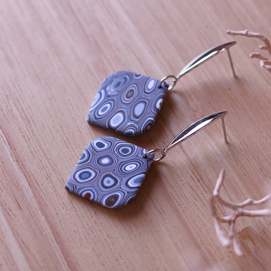 Orecchini Murrine Blu Rombo