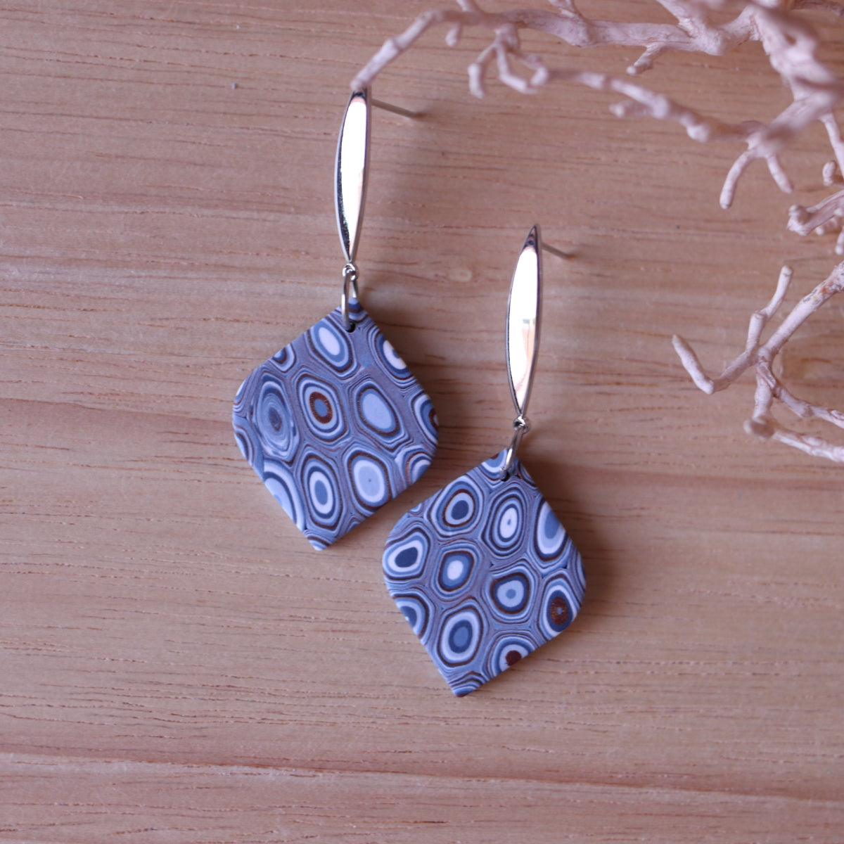 Orecchini Murrine Blu Rombo