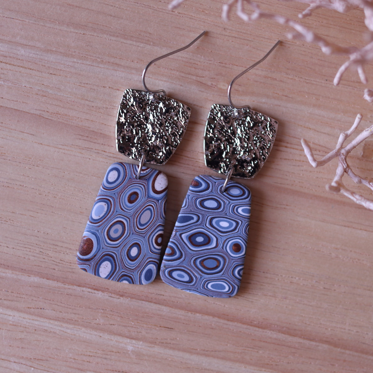 Orecchini Murrine Blu trapezio