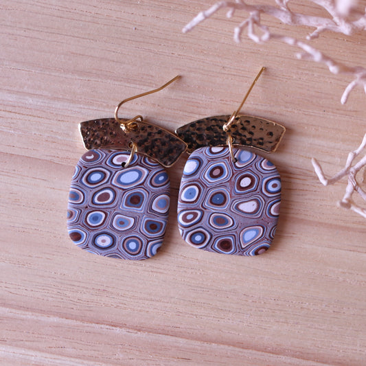 Orecchini Murrine Bronzo quadrato