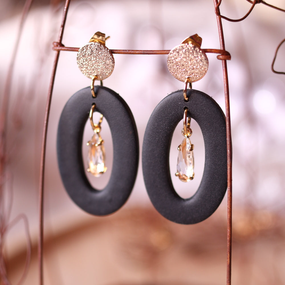 Orecchini Ovale Nero