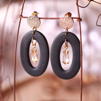 Orecchini Ovale Nero