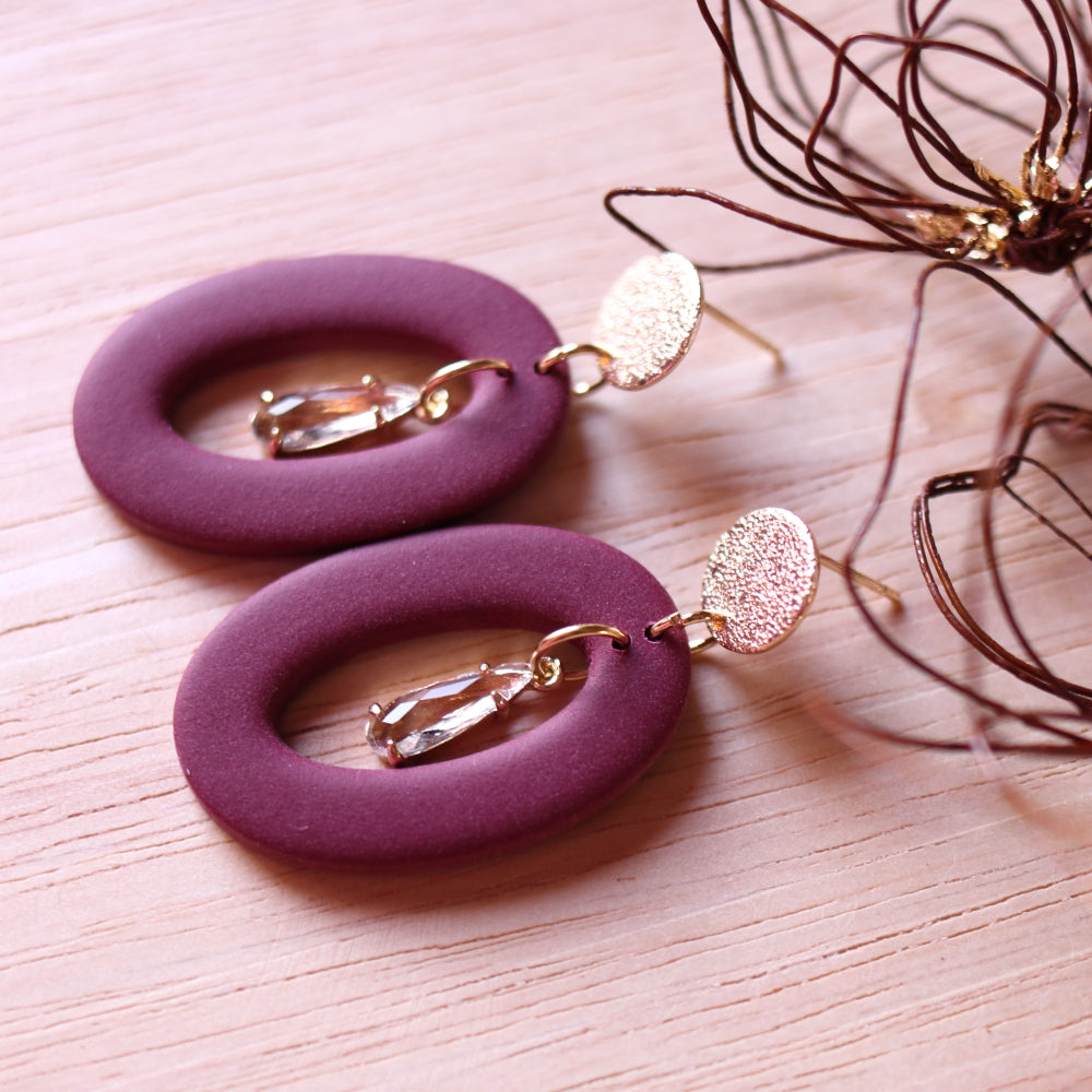 Orecchini Ovale Velluto (Borgogna)
