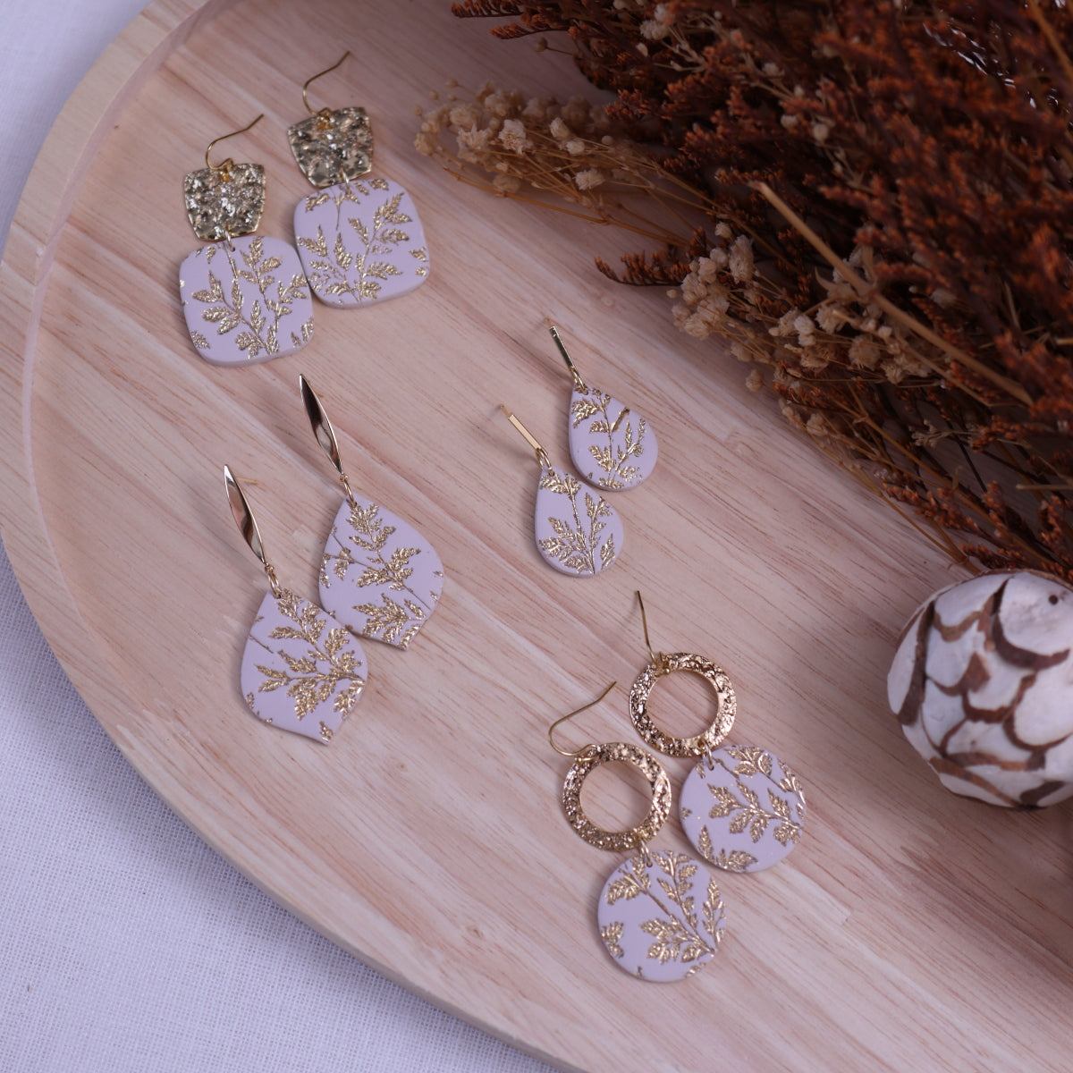 Orecchini Salice Bianco Oro petalo