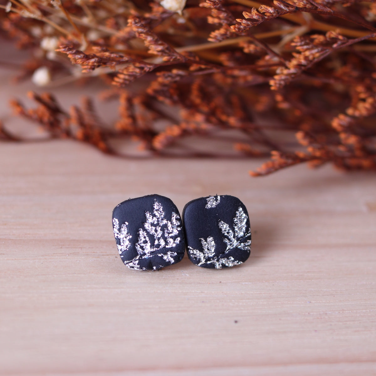 Orecchini Salice Lobo Nero argento quadrato
