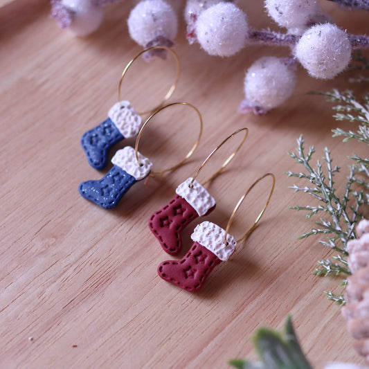 Orecchini Stivali di Babbo Natale Rosso/Blu