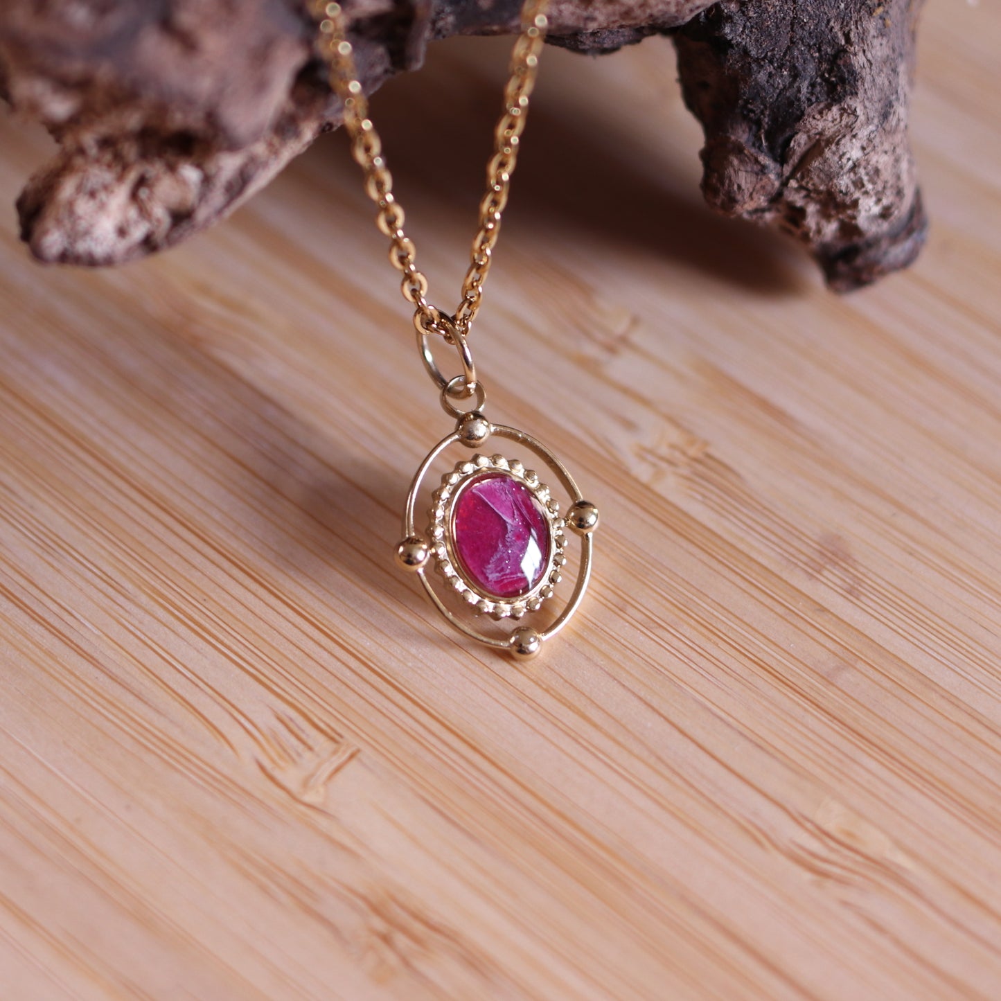 Collana Pietra Rossa Ovale piccolo