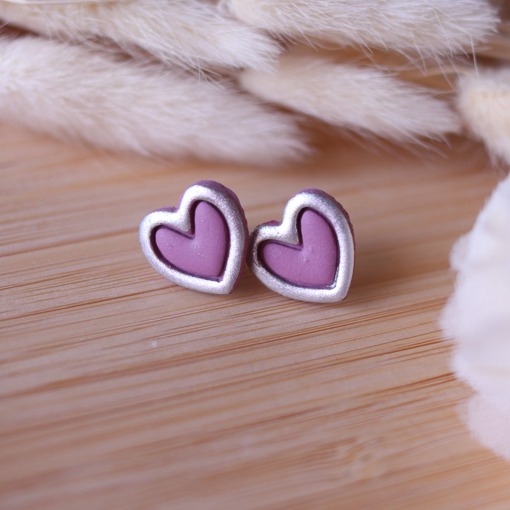 Orecchini Cuore Rosa Argento Lobo