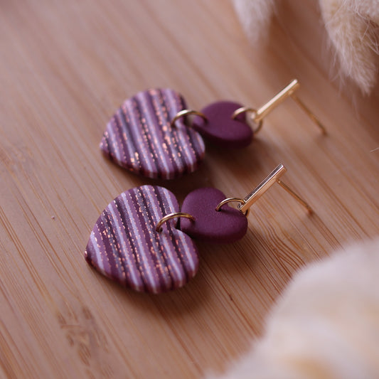 Orecchini Cuore a Righe-Velluto