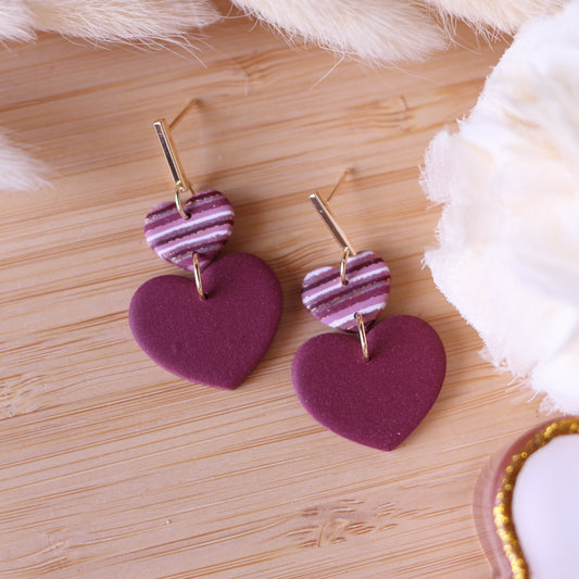 Orecchini Cuore a Velluto-Righe
