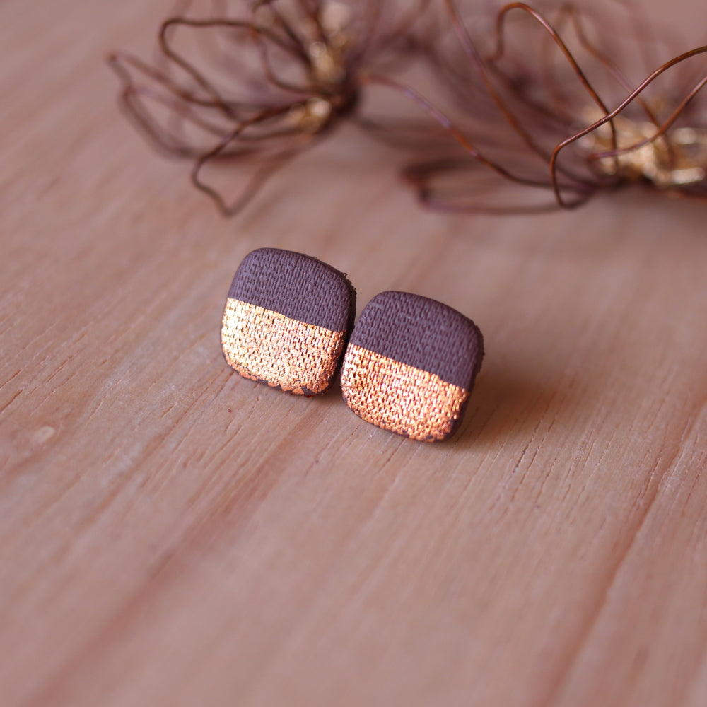 Orecchini Lobo Quadrato Cioccolato